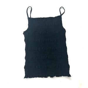 H&M Black Smocked Spaghetti Strap Camisole Tank Top